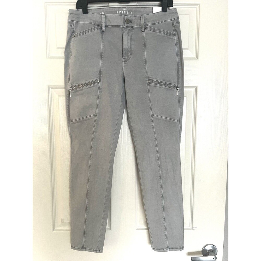 White House Black Market The Skinny Ankle Jeans Womens 8 NWT Gray Cargo Utility